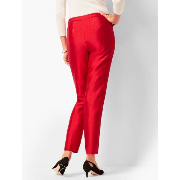 TALBOTS 100% SILK ANKLE PANTS PETITE SIZE 10 Coral Color - Picture 2 of 11